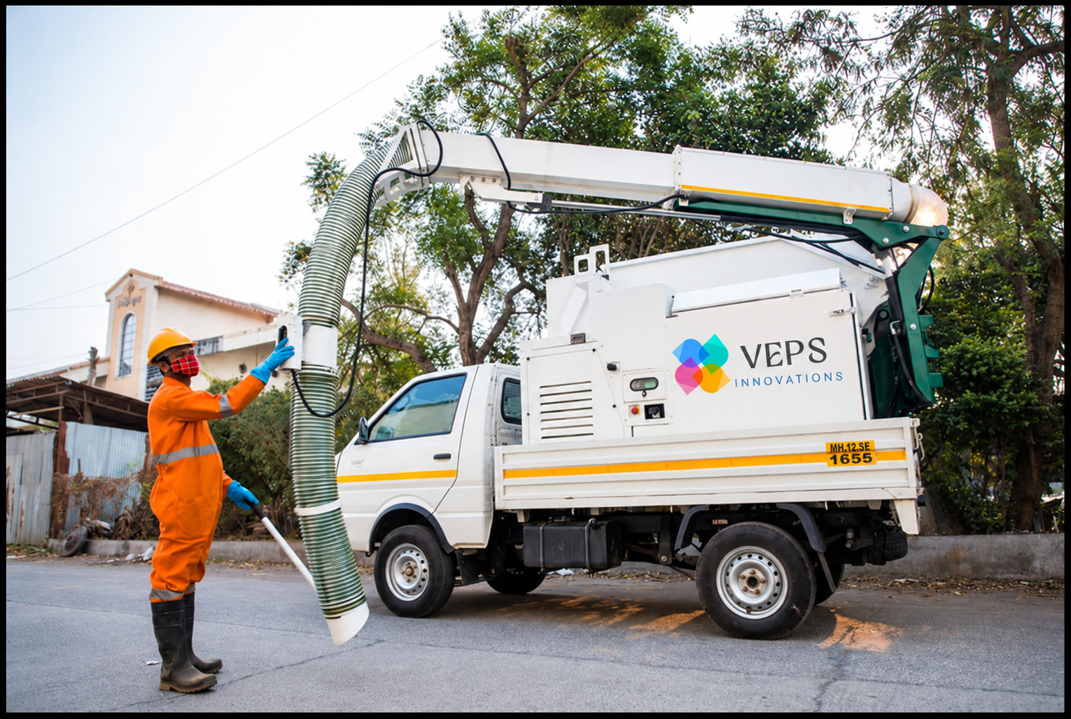 VEPS vacuum-based litter picker machine in operation