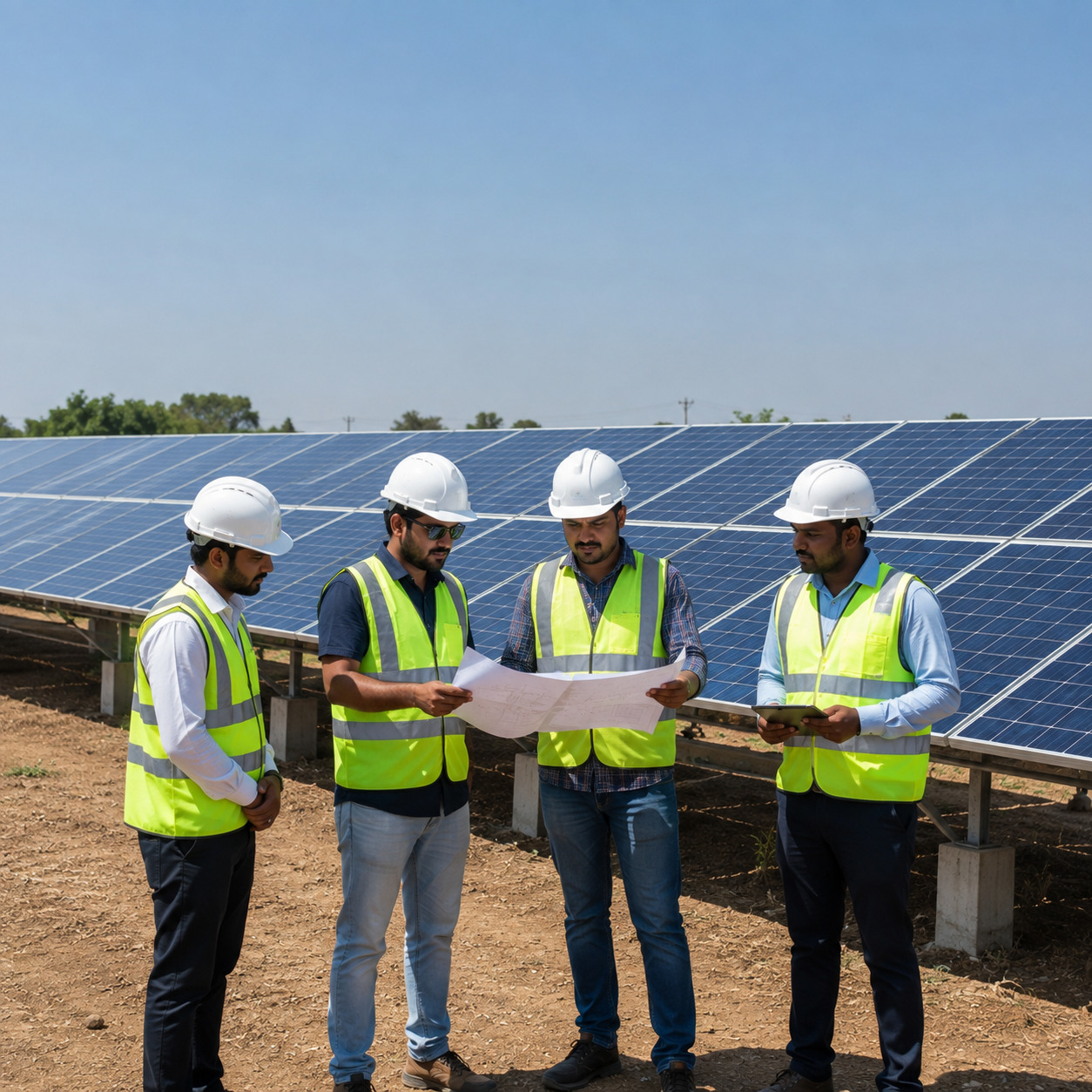 VEPS engineering team at a solar power project site